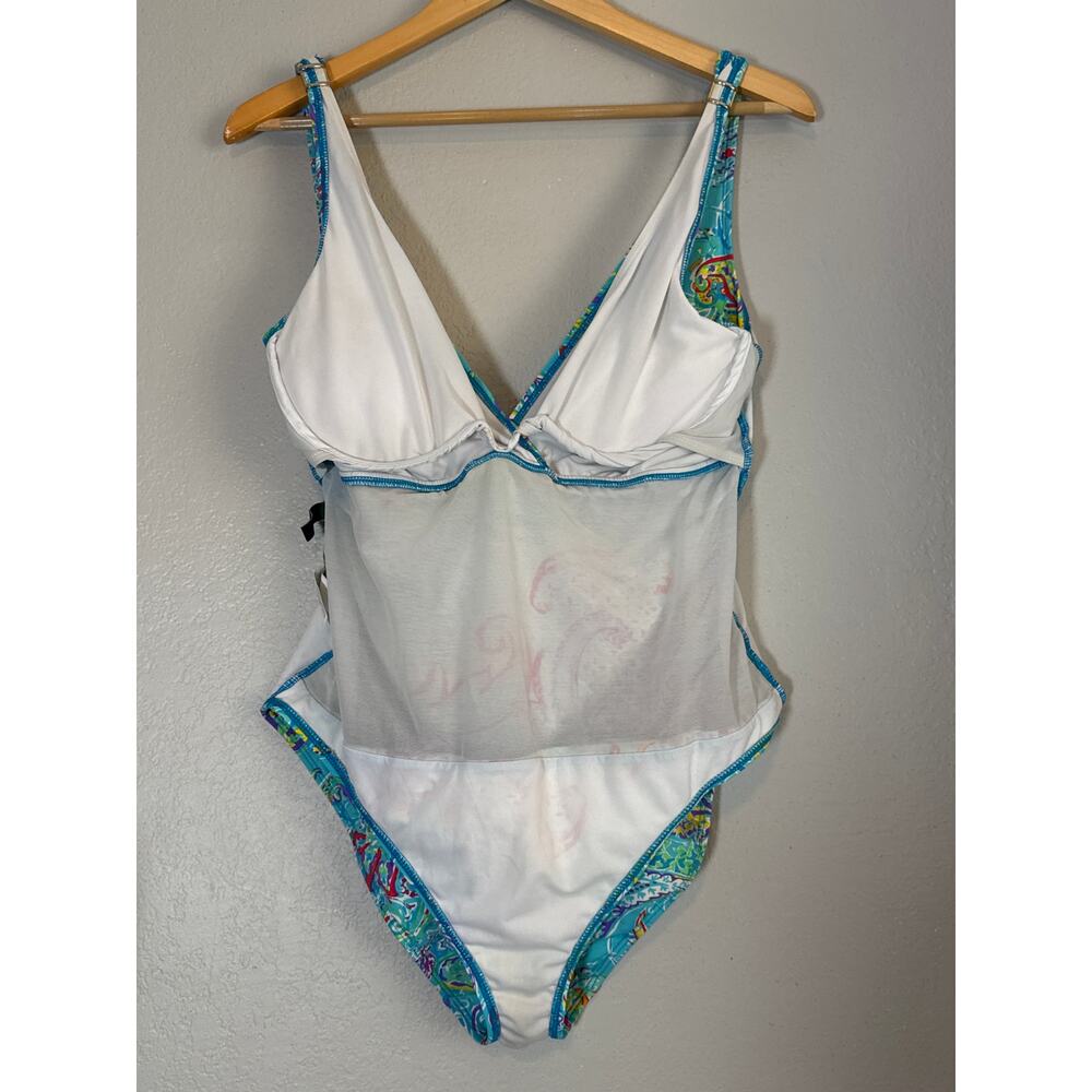 Lauren Ralph Lauren Floral One Piece Swimsuit Print Carnivale Paisley Size 12 - Picture 6 of 9